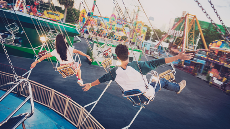 Amusement park big swings.